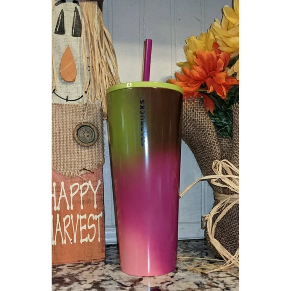 Starbucks 2022 Fall Purple/Gold/Berry Gradient Ombre SS Tumbler 24 Oz New